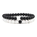 Natural howlite bead stretch bracelet set for men and women