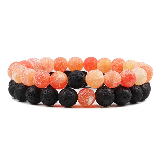 Natural howlite bead stretch bracelet set for men and women
