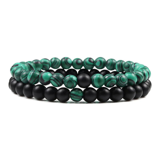 Natural howlite bead stretch bracelet set for men and women