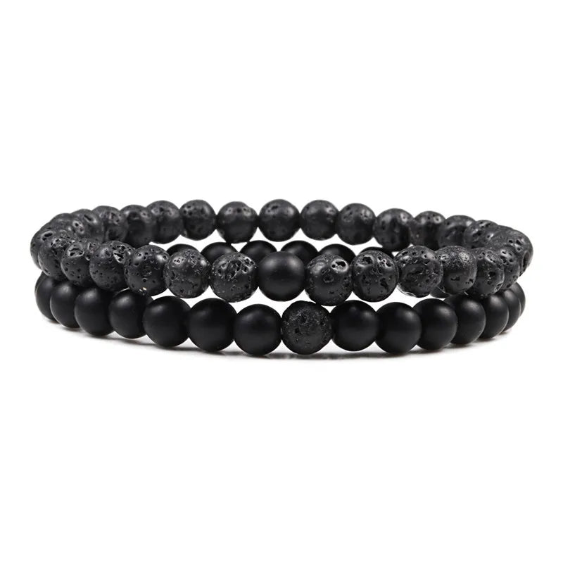 Natural howlite bead stretch bracelet set for men and women