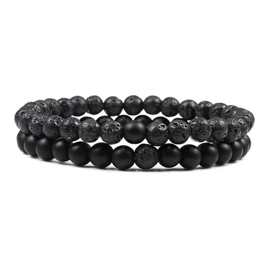 Natural howlite bead stretch bracelet set for men and women