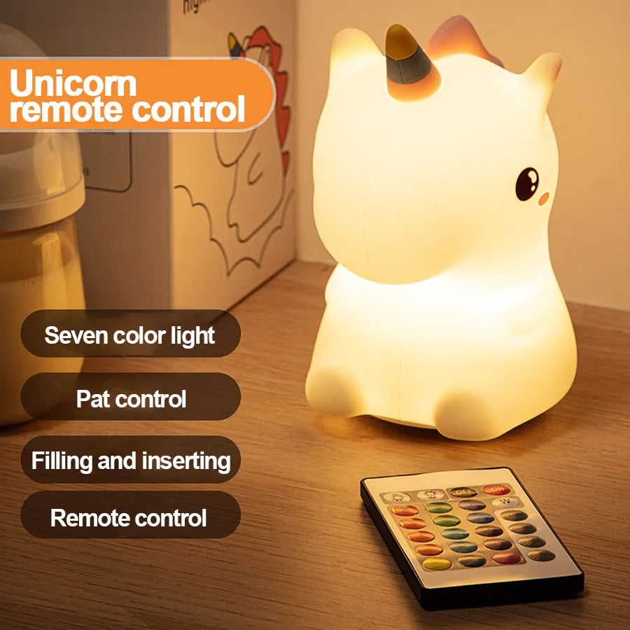 LED Night Light Cute Unicorn - GPeak
LED unicorn night light for kids' bedrooms
Cute animal-themed night lamp with soft glow
Children's unicorn bedside LED light