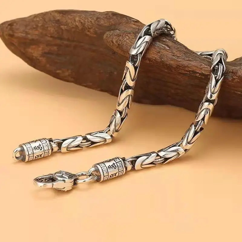 Retro style bamboo silver bracelet