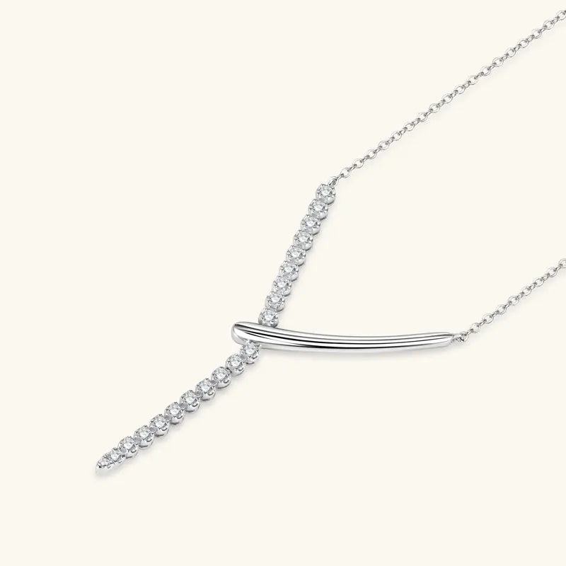 Y-Shaped Moissanite Pendant Necklace in Sterling Silver - GPeak