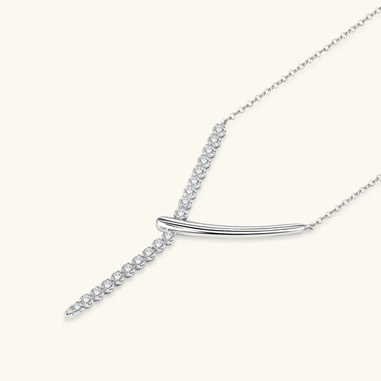 Y-Shaped Moissanite Pendant Necklace in Sterling Silver - GPeak
