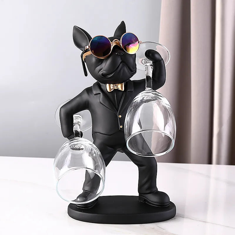 Wine glass holder
French bulldog decor
Bulldog wine rack
Dog-themed holder
Wine accessory
Bulldog figurine
Home bar decor
Frenchie wine holder
Animal wine holder
Novelty wine decor