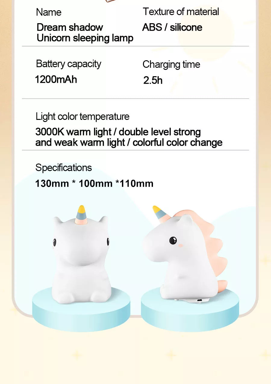 LED Night Light Cute Unicorn - GPeak
LED unicorn night light for kids' bedrooms
Cute animal-themed night lamp with soft glow
Children's unicorn bedside LED light